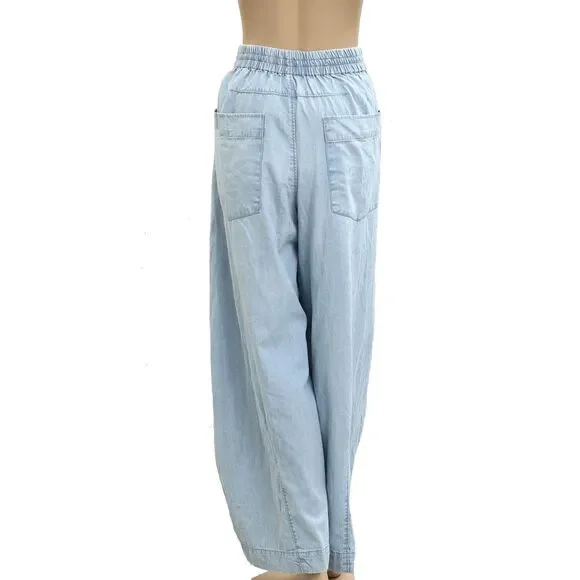 Free People Castaway Slouchy Pull-On Jeans Pants Wide Leg Cotton M/L New 281260 - Picture 7 of 8
